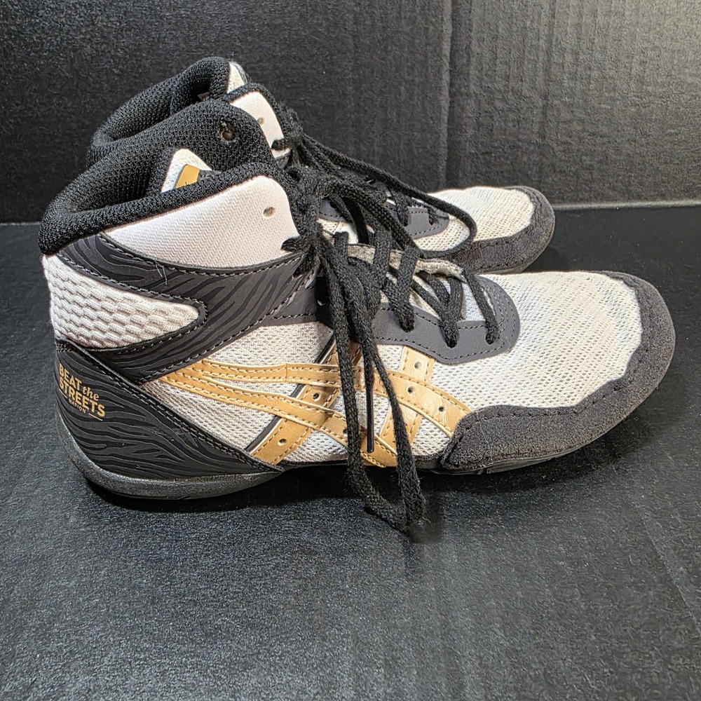 Asics Matflex Wrestling Shoes Kids Size 3.5 Black Gold Beat The Streets 1084A013